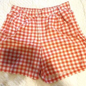 Josephine Chaus Women's Medium Red & Light Red Checked Ptterned Shorts